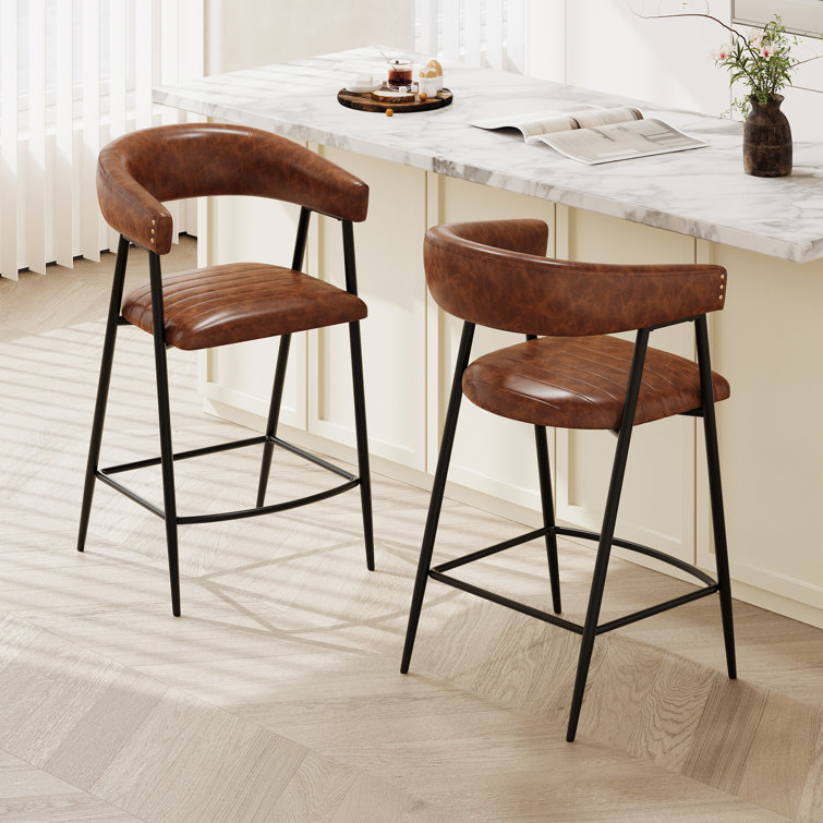 Hokku Designs PU Leather Upholstered Barstools set of 2,suitable for